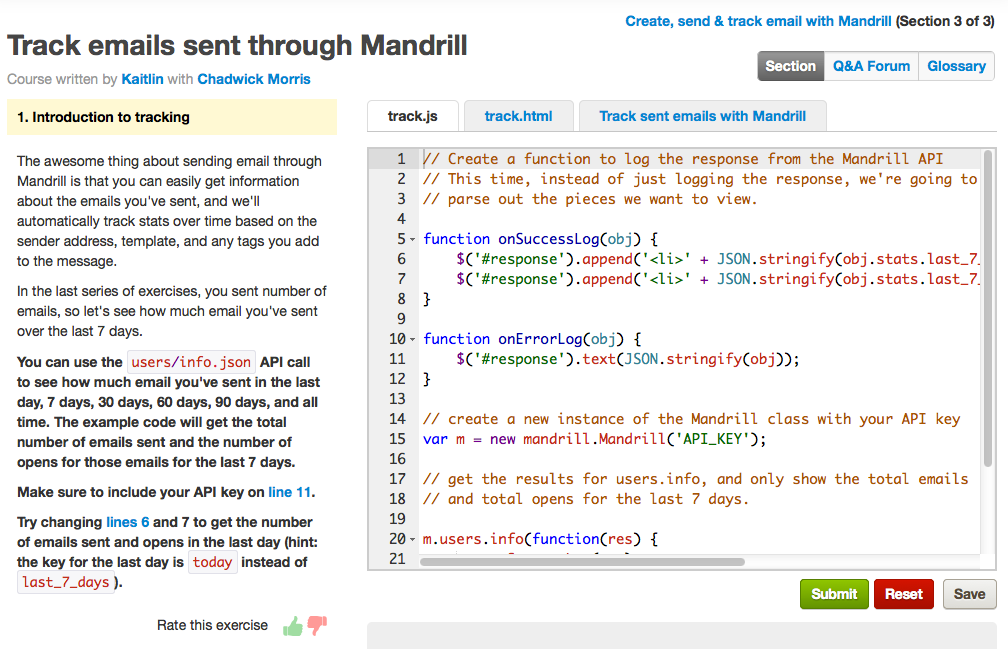 Tracking emails with Mandrill 