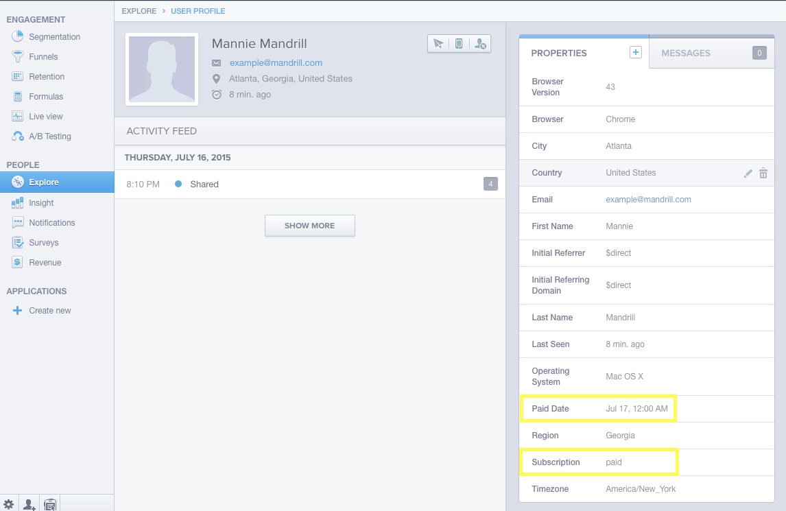 Mixpanel User Attributes